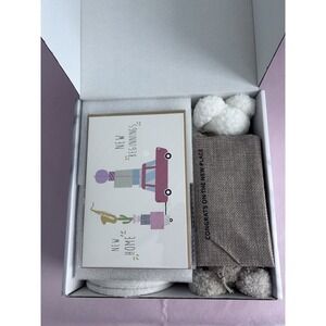 Home Sweet Home Gift Set 10 Pcs, Stemless Wine Glasses, Coasters, Candle & More